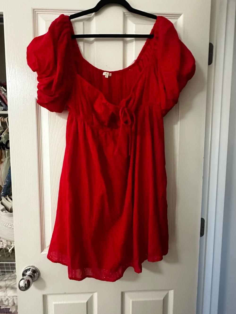 Red Puff Sleeve Women's dress